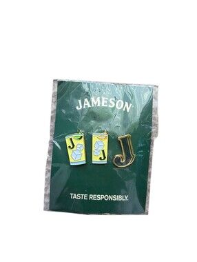Jameson Irish Whiskey Enamel Pins Taste Responsibility J and Glasses with J Embl